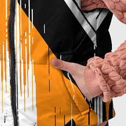 Детский жилет Вертикальные чёрные линии на оранжево-белом фоне, цвет: 3D-красный — фото 2