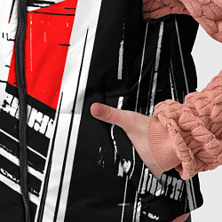 Детский жилет Чёрно-белые абстрактные линии на красном фоне, цвет: 3D-светло-серый — фото 2