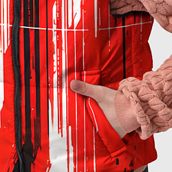 Детский жилет Вертикальные чёрно-белые линии на красном фоне, цвет: 3D-красный — фото 2