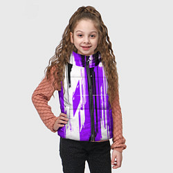 Детский жилет Вертикальные чёрно-белые линии на фиолетовом фоне, цвет: 3D-светло-серый — фото 2