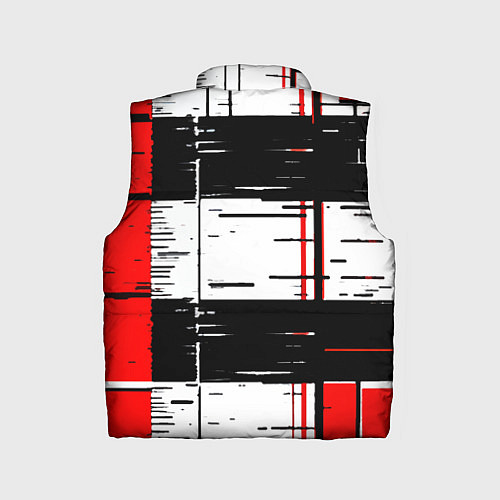 Детский жилет Чёрные и красные полосы на белом фоне / 3D-Светло-серый – фото 2