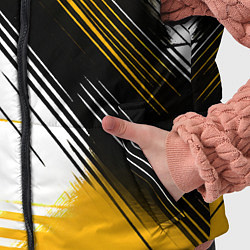 Детский жилет Диагональные жёлто-чёрные линии на белом фоне, цвет: 3D-красный — фото 2