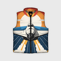 Детский жилет Скоростной ретро самолет, цвет: 3D-светло-серый