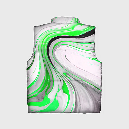 Детский жилет Волнистые чёрно-зелёные линии на белом фоне / 3D-Светло-серый – фото 2