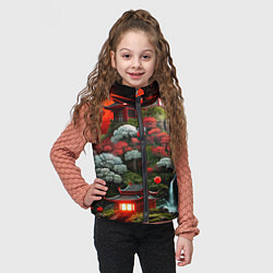 Детский жилет Японская гора природа, цвет: 3D-красный — фото 2