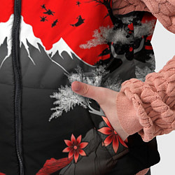 Детский жилет Японская гора и красная луна, цвет: 3D-черный — фото 2