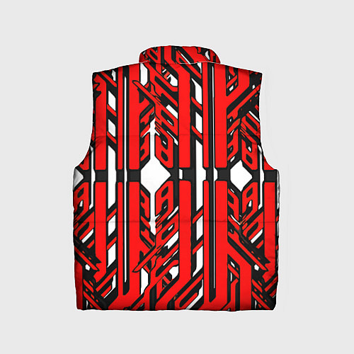 Детский жилет Чёрно-красные техно полосы на белом фоне / 3D-Светло-серый – фото 2