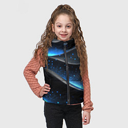 Детский жилет Черная волнистая текстура с синей пыльцой, цвет: 3D-светло-серый — фото 2
