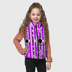 Детский жилет Бело-фиолетовые техно полосы на чёрном фоне, цвет: 3D-красный — фото 2