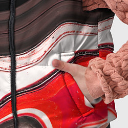 Детский жилет Волнистые горизонтальные чёрно-красные полосы на б, цвет: 3D-красный — фото 2