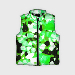 Детский жилет Green and white abstraction on a black background, цвет: 3D-черный