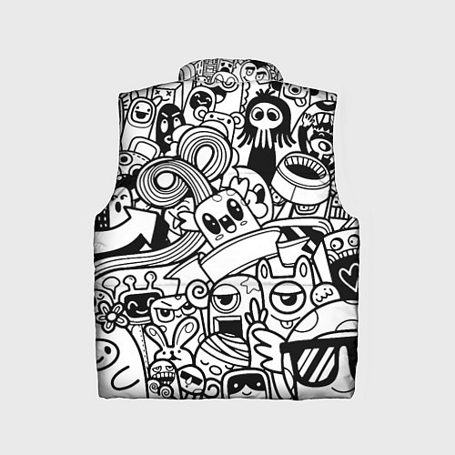 Детский жилет Black and white doddle monsters / 3D-Светло-серый – фото 2