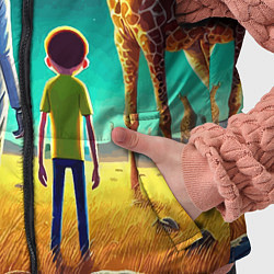 Детский жилет Рик и Морти на планете жирафов - нейроарт, цвет: 3D-красный — фото 2
