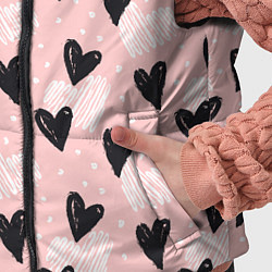 Детский жилет Романтичный паттерн с сердечками на розовом фоне, цвет: 3D-черный — фото 2
