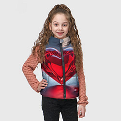 Детский жилет Хрустальное красное сердце на сером фоне с боке, цвет: 3D-красный — фото 2