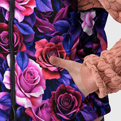 Детский жилет Разноцветные цветы - синие розы паттерн, цвет: 3D-черный — фото 2