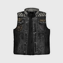 Детский жилет Джинсовка с славянским викингом и татуировками, цвет: 3D-черный
