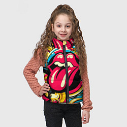 Детский жилет Rolling Stones logo - pop art pattern, цвет: 3D-черный — фото 2