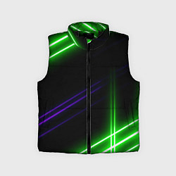 Детский жилет Green pink purple line, цвет: 3D-черный