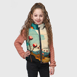 Детский жилет Сюрреалистичный пейзаж с цветами, цвет: 3D-красный — фото 2