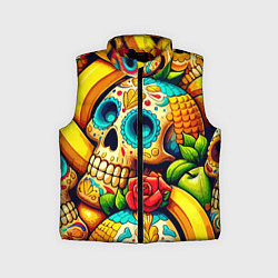 Детский жилет Colorfull skulls and bananas - pop art pattern, цвет: 3D-красный