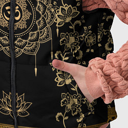 Детский жилет Лотос мандала и символ Ом с золотыми узорами, цвет: 3D-черный — фото 2