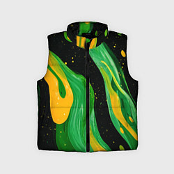 Детский жилет Зелено-желтая краска на черном, цвет: 3D-черный