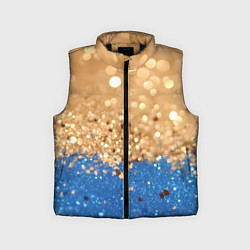 Детский жилет Золотистые блестки и синий низ, цвет: 3D-черный