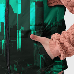 Детский жилет Стилизованный город бирюзовый, цвет: 3D-черный — фото 2