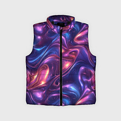 Детский жилет Абстрактные волны и завитки - сине-фиолетовый патт, цвет: 3D-черный