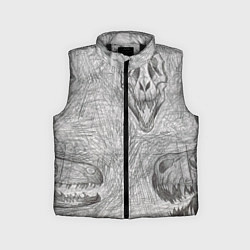 Детский жилет Черепа динозавров - эскиз, цвет: 3D-черный