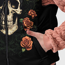 Детский жилет Череп в красных розах, цвет: 3D-черный — фото 2