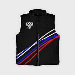 Детский жилет Герб и полосы цветов флага на чёрном