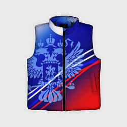 Детский жилет Герб России и градиент бело-сине-красный, цвет: 3D-черный