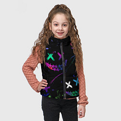Детский жилет Неновые краски - лица крипи смайл, цвет: 3D-светло-серый — фото 2