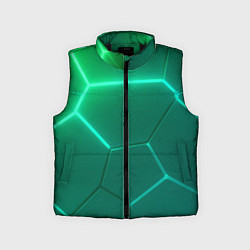Детский жилет Зеленые неоновые плитки, цвет: 3D-черный