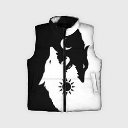 Детский жилет Мистические волки дня и ночи инь-янь, цвет: 3D-черный