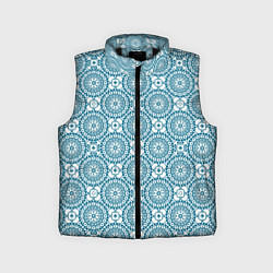 Детский жилет Бело - голубой ажурный кружевной узор ретро, цвет: 3D-черный