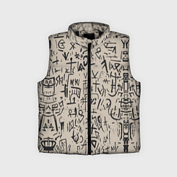 Детский жилет Иероглифы маори, цвет: 3D-черный