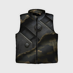 Детский жилет Порванная камуфляжная ткань с металлом, цвет: 3D-черный