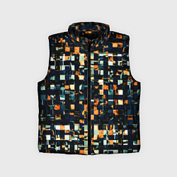 Детский жилет Тёмный синий с оранжевым кубики абстракция, цвет: 3D-черный