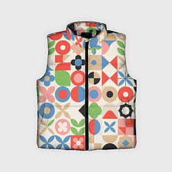 Детский жилет Геометрический узор с цветочными элементами - ретр, цвет: 3D-черный