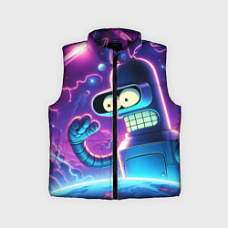 Детский жилет Bender in neon space - cartoon Futurama, цвет: 3D-черный