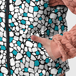 Детский жилет Мелкий синий белый мозаичный узор на черном, цвет: 3D-черный — фото 2