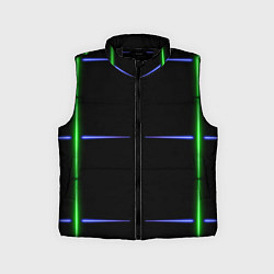 Детский жилет Color black green purple stripes, цвет: 3D-черный