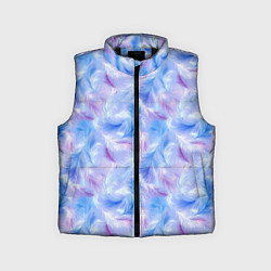 Детский жилет Узор из голубых и сиреневых перьев