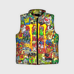 Детский жилет Monster energy sticker grafity, цвет: 3D-черный