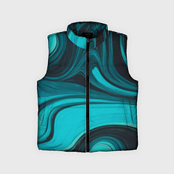 Детский жилет Мраморный малахитовый узор из изумрудных разводов, цвет: 3D-черный