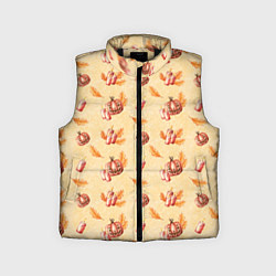 Детский жилет Хеллоуин с тыквой и листьями, цвет: 3D-черный