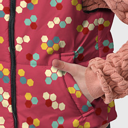 Детский жилет Мозаика из шестиугольников на розовом, цвет: 3D-черный — фото 2